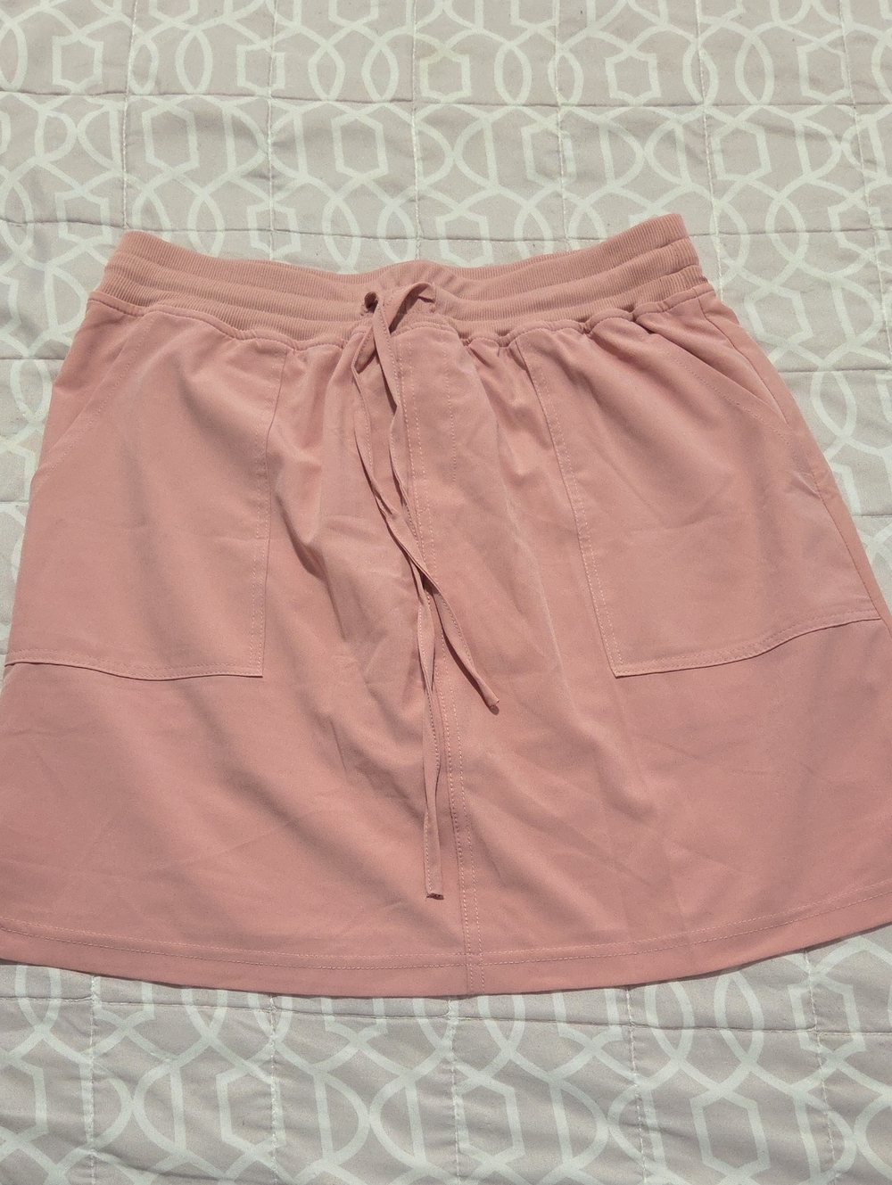 Women's Pink Drawstring Pocket Skort